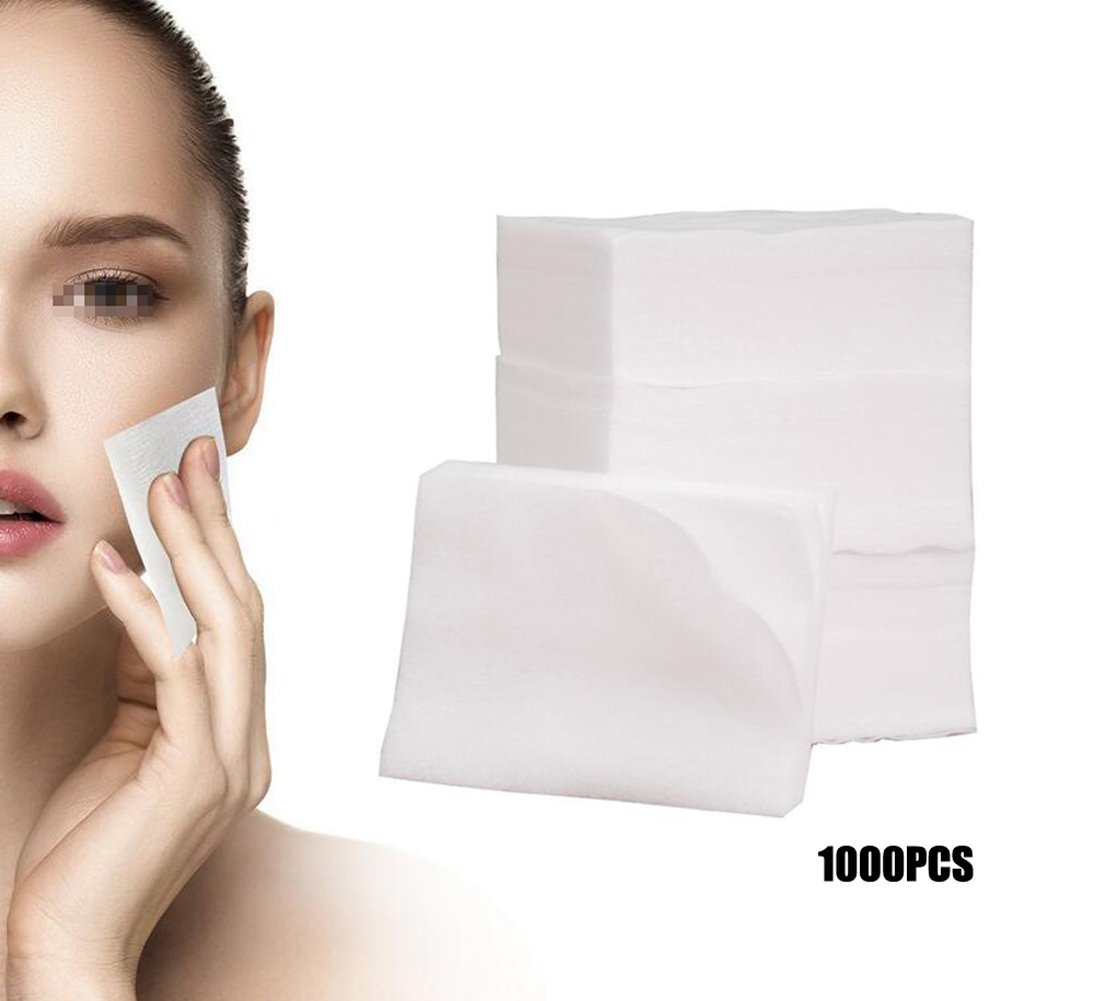 1Box(1000PCS) White Breathable Non-woven Disposable Fabric Slim Thin Makeup Facial Soft Cotton Pads Face Deep Cleaning Paper Wiper for Make up Cosmetic Nail Polish Removing Skin Care Beauty Tools