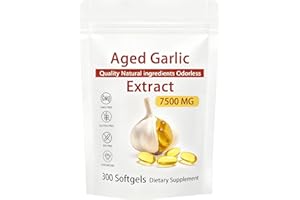 BSOLACE Aged Garlic Extract– 300 Count 7500mg Odorless Organic Garlic Softgels,Natural Health Support,300 Softgels (1 Pack)