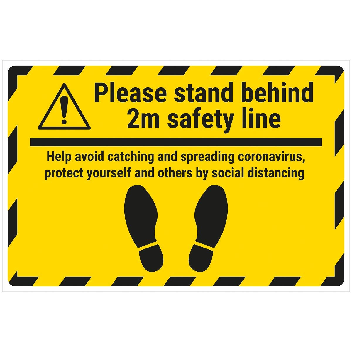 V Safety Stand 2m Behind The Line - 450mm x 300mm - Self Adhesive Floor Sticker