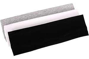 MapofBeauty 3 Pack Yoga Headbands Stretchy Cotton Head Band Hairwarp Sports Running Exercise Gym (Solid Color)
