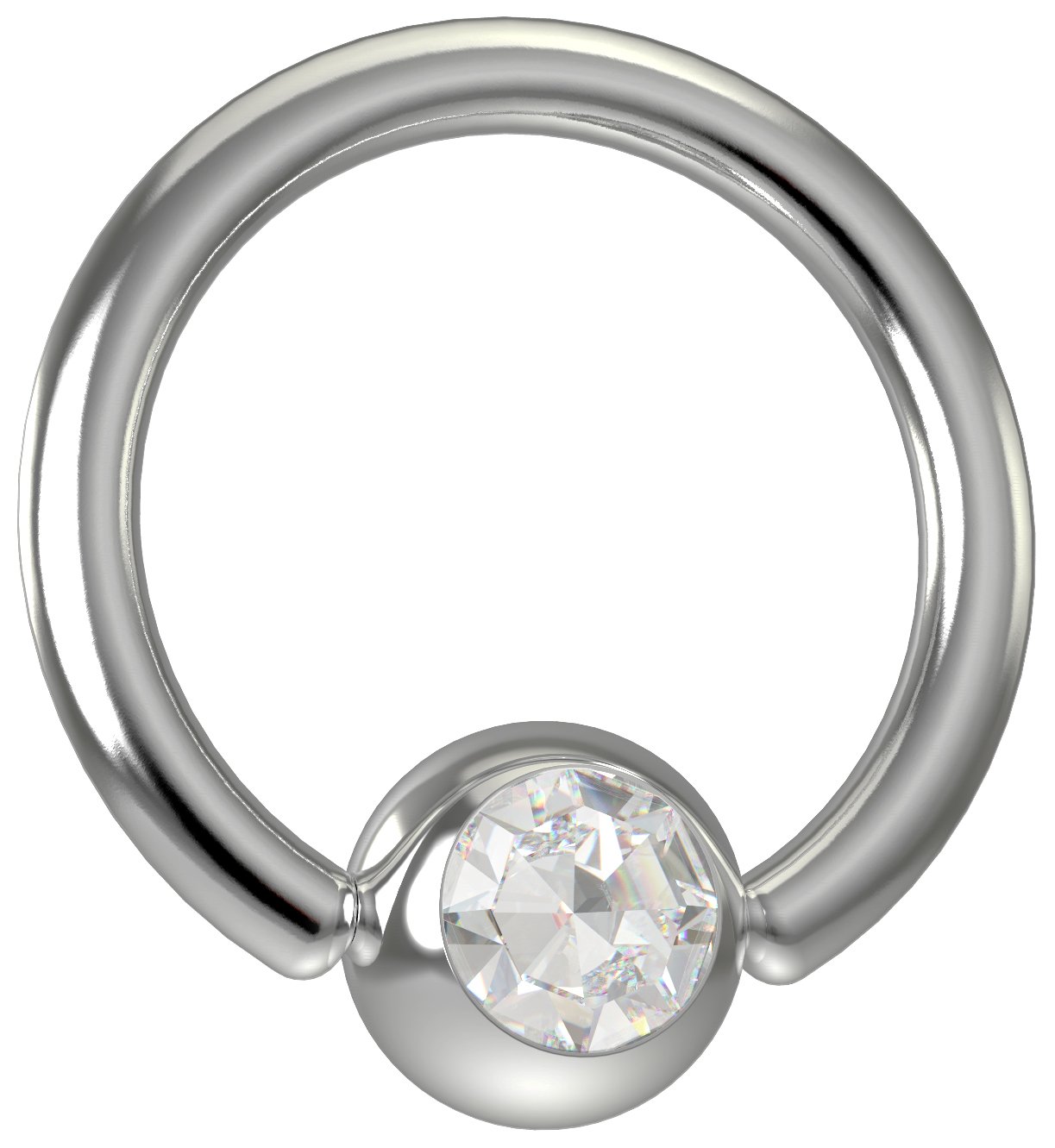 16 Gauge Titanium Captive Bead Ring Hoop Earring Crystal CZ Cubic Zirconia Gem 8mm