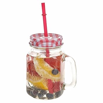 Satyam Kraft Mason jar with Reusable Straw - 500 ml(Random Color)/Diwali Gift Diwali Gifts for