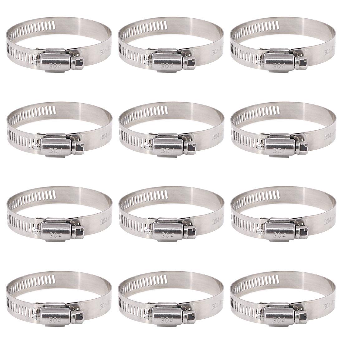 Rustark 25-Pcs Adjustable [40 to 63mm] Range Worm Gear Hose Clamp Clips Fuel Line Clamps Assortment Kit for Plumbing - 304 Stainless Steel