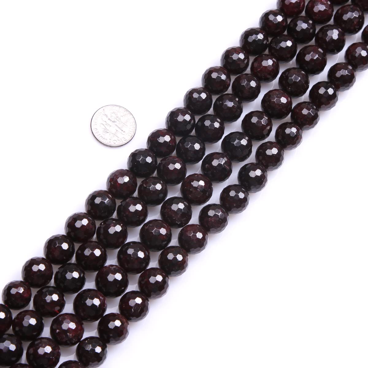 Sweet & Happy Girl's Store 12mm Round Faceted Gemstone Garnet Beads Strand 15 Inch Jewellery Making Beads