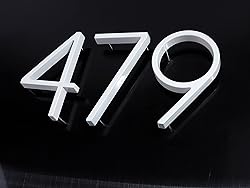 White Address Numbers - 5 Inch Modern Floating