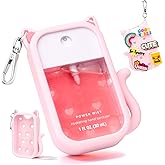Metyond Silicone Case Compatible with Touchland Hand Sanitizer Spray 1 FL OZ/30ML, Portable Cat-shaped Case with 6 Charms and Keychain, Cute Hand Sanitizer Spray Accessory (1PCS Pink)