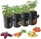 RAM 4 Pack 7 Gallon Potato Grow Bags for Vegetables, Green Polyethylene view 2