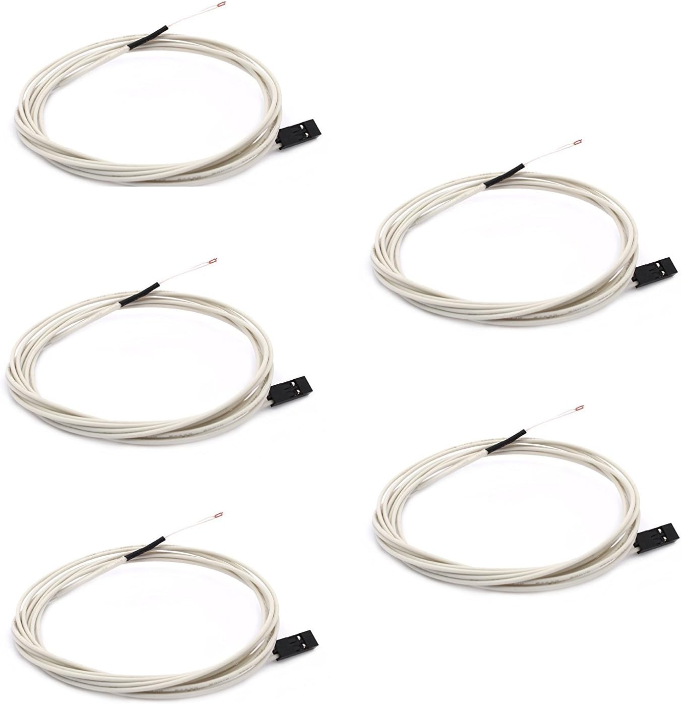 5pcs NTC 3950 100K Thermistor with 1 Meter Wiring and Female Pin Head for RepRap 3D Printer Heatbed or Hot End