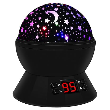 Sternenhimmel Projektor Lampe Kinder, LED Nachtlicht Rotierend mit 4LED Birnen, 8 Licht Modus und 2 Energieversorgung, Timer-