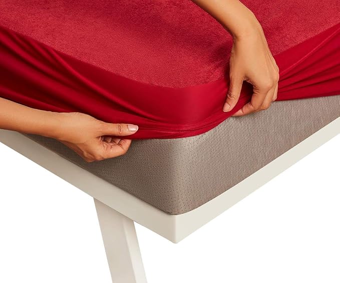 Buy Wakefit Water Proof Terry Cotton Mattress Protector 78" x 72", King Size, Maroon Online at