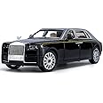 EROCK Upgrade Version -Exquisite car Model 1/24 Rolls-Royce Phantom Model Car,Zinc Alloy Pull Back Toy car with Sound and Light for Kids Boy Girl Gift. (Silver-Black)