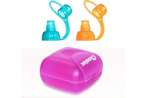 ChooMee SoftSip Food Pouch Tops | Orange Aqua + Purple Travel case | Prevent Spills and Protect Childs Mouth