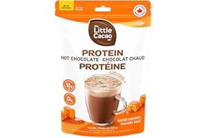 The Little Cacao Co. Protein Hot Chocolate – Salted Caramel Flavor, 21 g Protein Per Serving, 0 g Added Sugar, Made with Sing