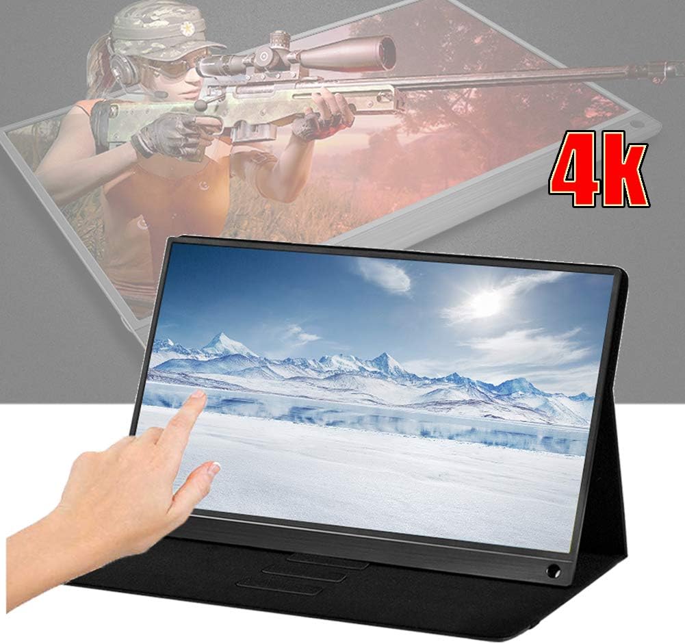 EnweHiko 15.6 Inch 4k Touchscreen Portable Monitor, Hdmi/Type-c/Micro USB Ports Connection Mobile Phone Laptop