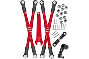 hopsupRC RC 7075 Aluminum Turnbuckles Camber Links Toe Link Upgrades Part for 1/8 Kraton 6S BLX,Notorious 6S V5,Outcast 6S BLX,1/7 Fireteam Big Rock,with 25T Servo Saver Arm Hops Up.(Red)