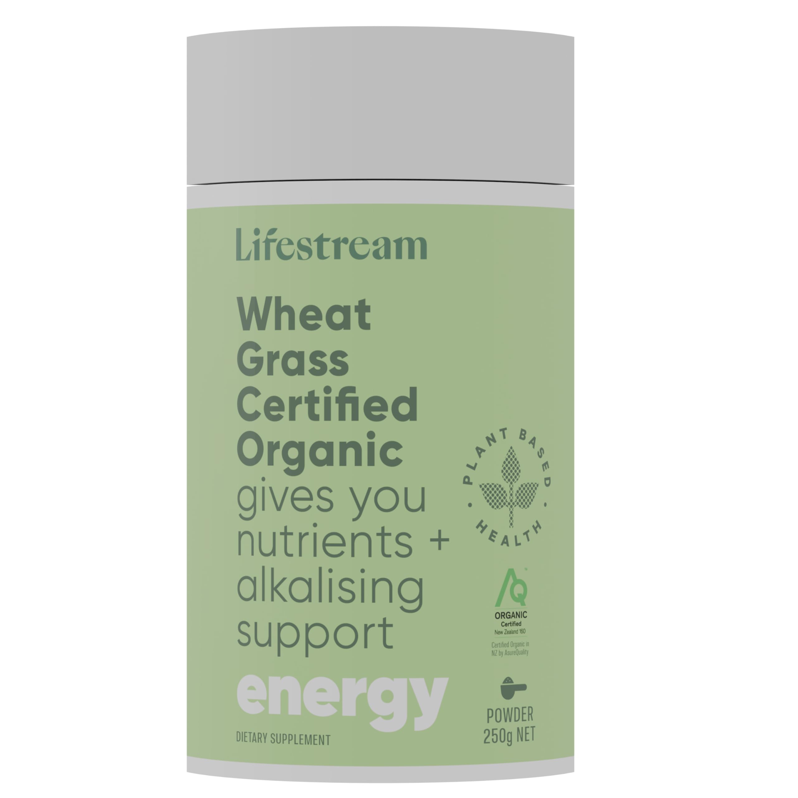 Certified Organic Wheat Grass Powder 250g, Alkalising and Detoxifying, Detox, Immune System, Vegan, No Added Dairy, Soy, Gluten or Wheat, 100% New Zealand Wheat Grass Leaf Powder