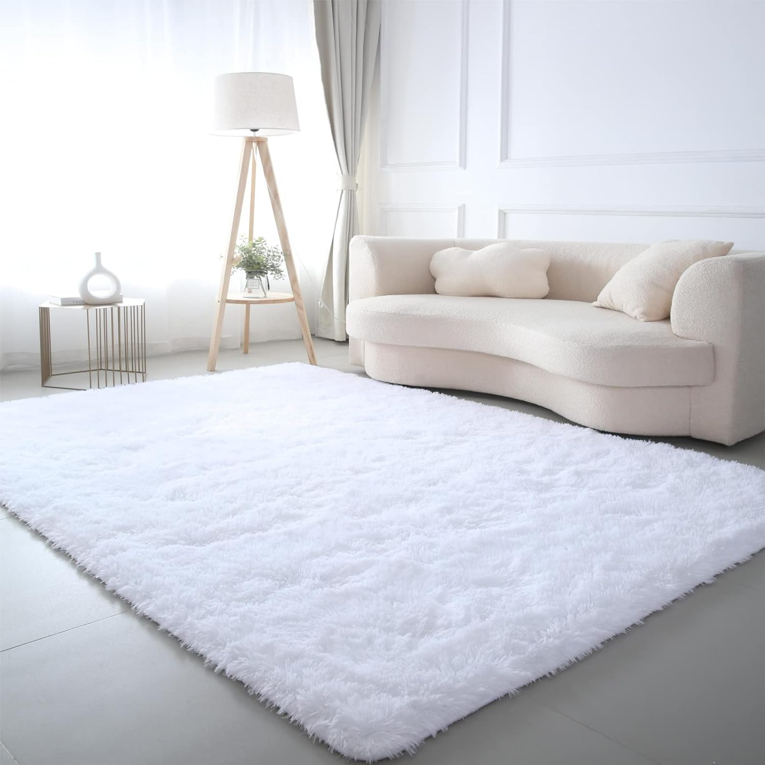 Rugs, Pads & Protectors - CAIYUECS Ultra Soft Shag Area Rug for Indoor, Kids Bedroom Living Room, Non-Skid Modern Nursery Faux Fur Fluffy Plush Rugs for Home Decor (5x7 Feet, White)