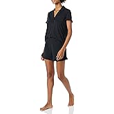 Amazon Essentials Women's Cotton Modal Piped Notch Collar Pajama Set, Comfortable Loungewear (Available in Plus Size)