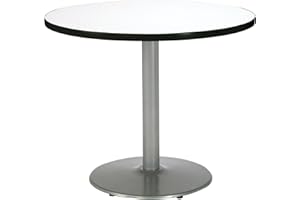KFI Seating Round Pedestal Table with Round Silver Base, Commercial Grade, 36-Inch, Crisp Linen Laminate, Made in the USA