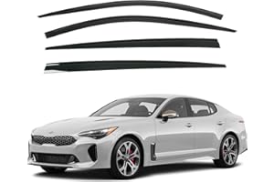 AUTO CLOVER AUTOCLOVER Dark Smoke Side Window Visor 4 Piece Set for KIA Stinger 2017 2018 2019 2020 2021 2022 2023 / Safe RAIN Out-Channel Guard Deflector