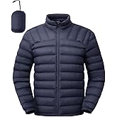 TBMPOY Men's Lightweight Packable Puffer Winter Jackets Puffy Water-Resistant Bubble Insulated Coat for Travel Ski Hiking