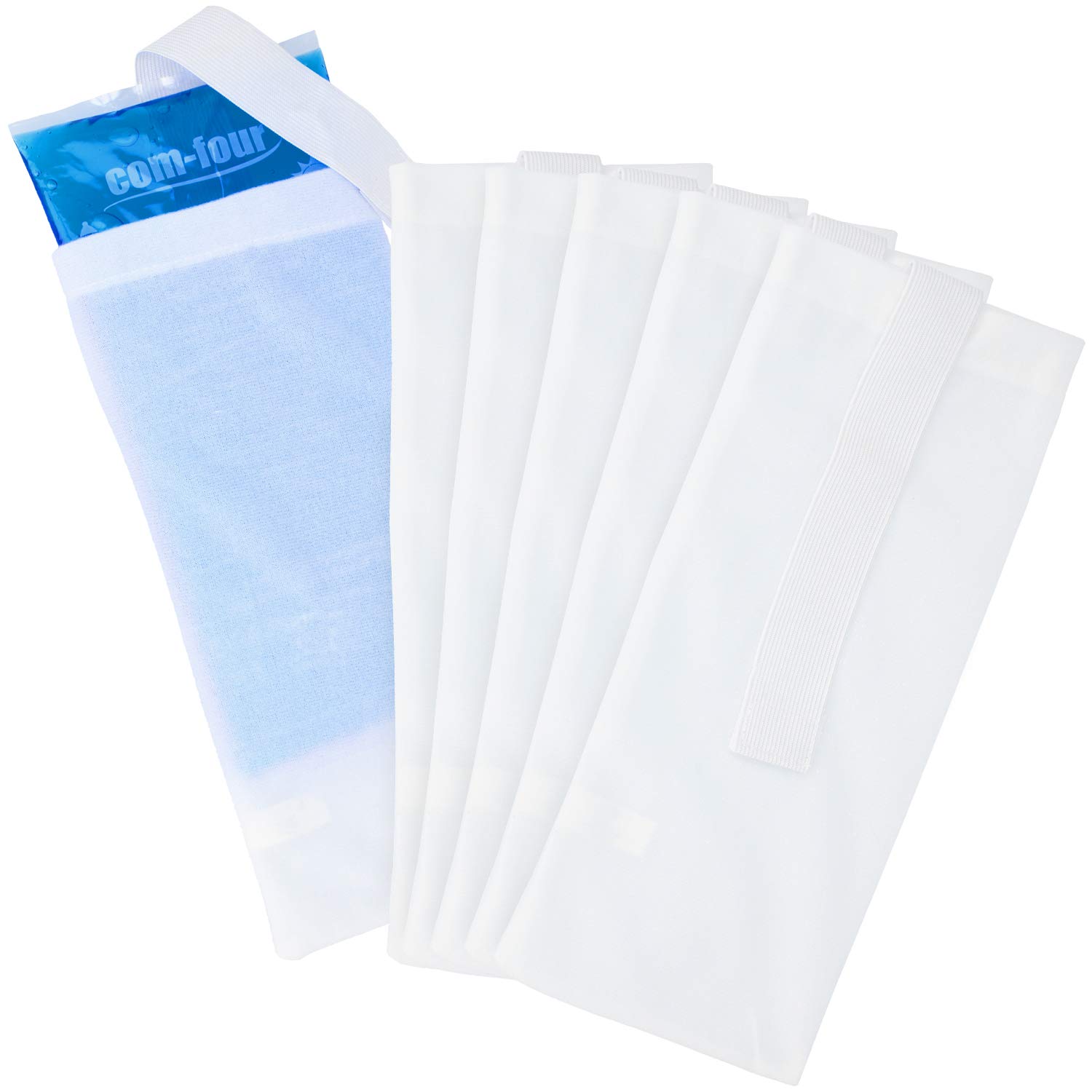 com-four® 6x Premium Reusable Nonwoven Cover for Cold & Warm Multiple Gel Compression | Gel cooling pack Protective cover with elastic band for protection and secure hold