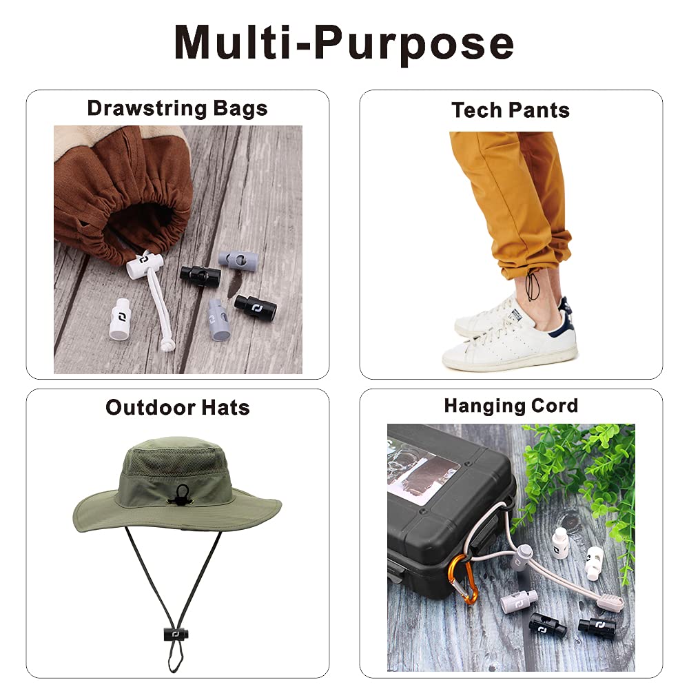 Heavy Duty Cord Locks - Single Hole Drawstring Stopper Fastener for No Tie Shoelaces and More