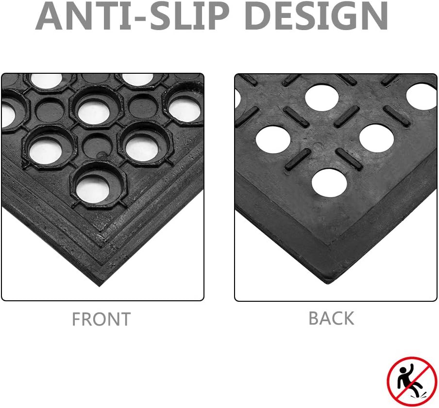ROVSUN Rubber Floor Mat, 36''x60'' Anti-Fatigue/Non-Slip Drainage Mat, for Industrial Kitchen Restaurant Bar Bathroom, Indoor/Outdoor Cushion: Home & Kitchen