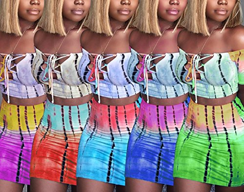 Women's Fashion Off Shoulder Crop Top + Mini Dress Two Piece Outfit Set Club Shorts Plus Size (Blue, S)
