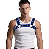 ZZRBVFH Men's Neoprene Sport Harness - Nylon Exterior with Alloy Rivets, 1.6-Inch Adjustable Strap Black Blue