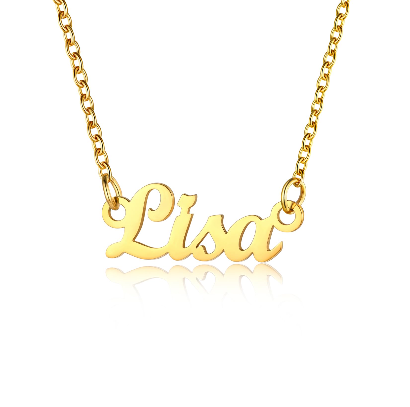 U7 Personalised Necklaces Lisa Custom Name Gold Plated Womens Necklace — image 1