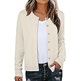 GRECERELLE Women's Cardigan Sweater Lightweight Casual Long Sleeve Crew Neck Button Down Knit Cardigans, S-2XL