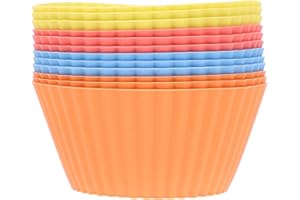 VALICLUD 12pcs Silicone Baking Cups Reusable Non-Stick Muffin Liners for Cupcakes Gelatin Chocolate in