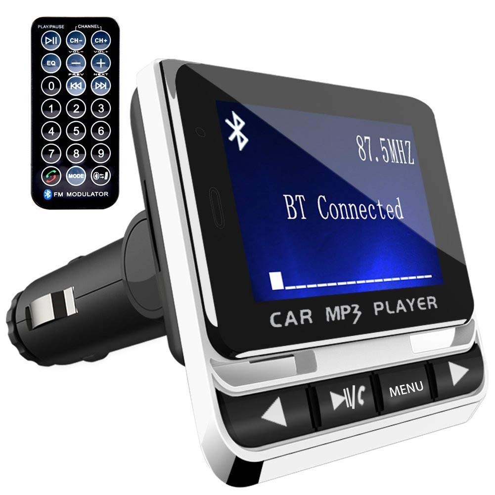 Photo 1 of Bluetooth FM Transmitter for Car, Wireless Car Radio Adapter with 1.4" Color Screen for Hands Free Calls Support USB Charger Siri Google Assistant Aux