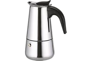 Solazzia Espresso Maker 4 Cup Moka Pot Stainless Steel Percolator coffee pot, Compatible with Gas, Electric, Ceramic, and Induction stovetops(6.6 fl oz/200 ml)