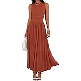 BTFBM Summer Maxi Dresses for Women 2026 Spring Sleeveless Casual Ruched High Waisted Long Sundress Flowy Beach Dress