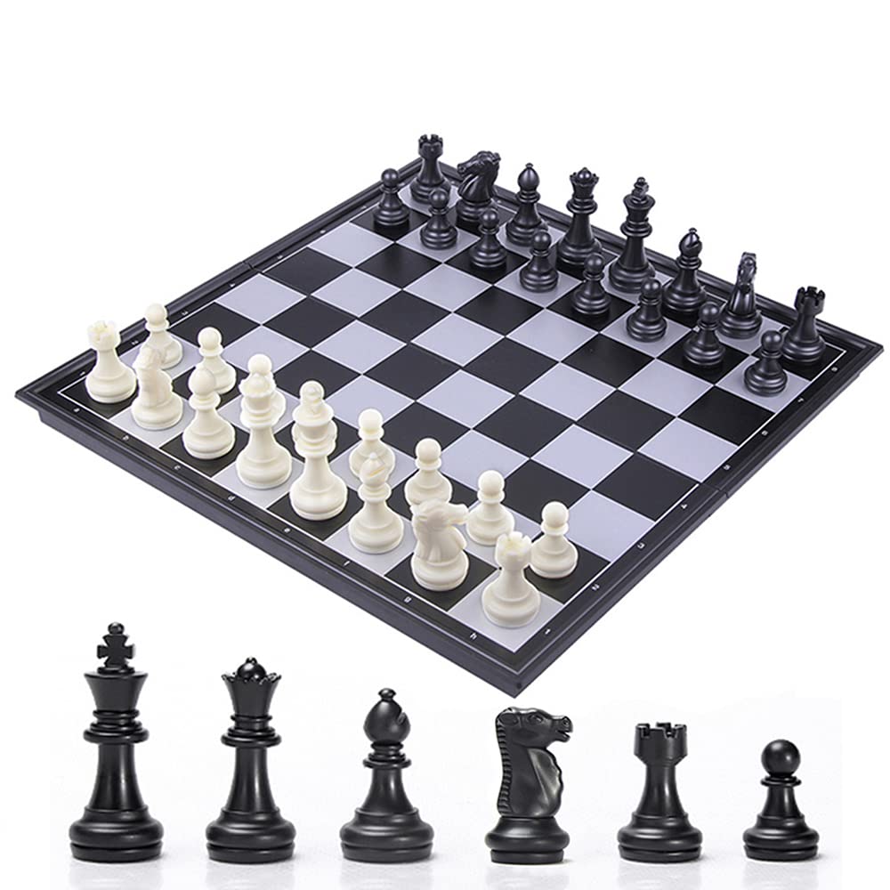 KOKOSUN Travel Chess Set Magnetic Folding Chess Board, Black and White Pieces, Storage Convenient, Educational Toys/Gift for Kids and Adults (36x36cm)