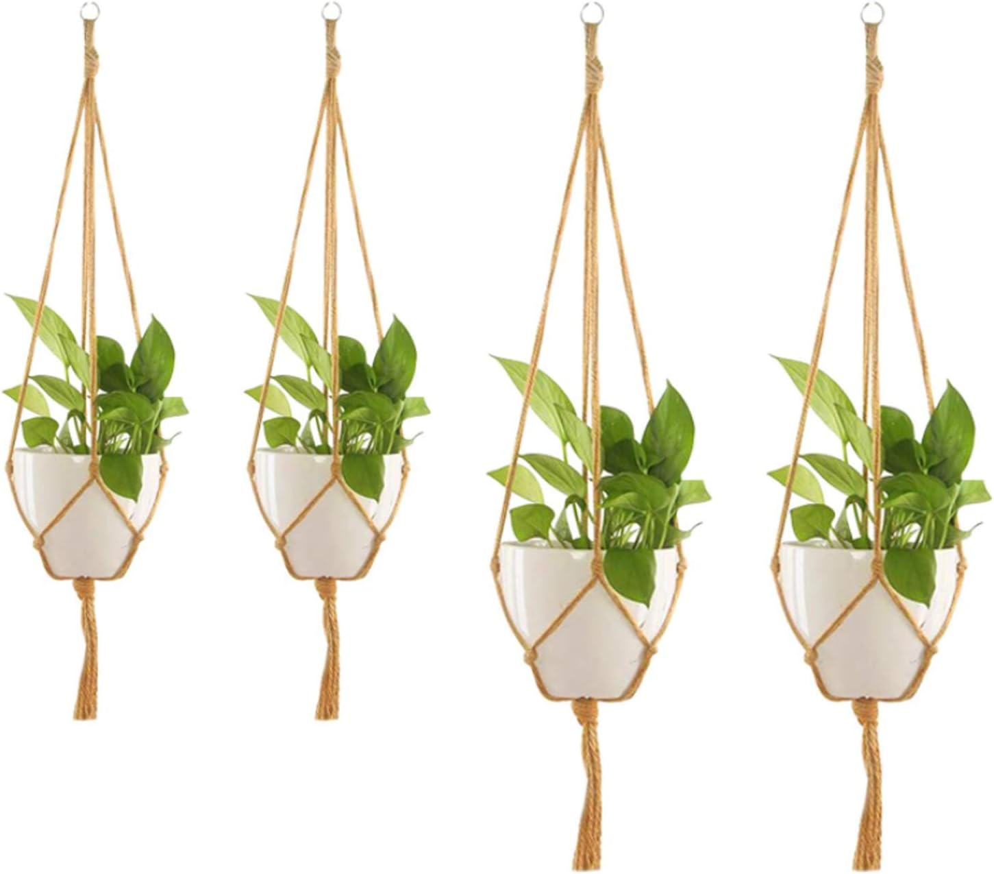 4 Pack Jute Rope Plant Hanger, Ropes Macrame Plant Hangers Planter