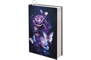 Gomyblomy Stretchable Book Covers Rose Butterfly Print Book Sleeve Reusable Protective Cover 9x11 Washable Textbook Jacket Hard Books Cover for Paperbacks, Purple