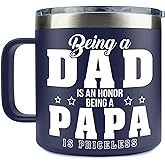 YETIFY Gifts for Papa, Dad from Daughter Son, Kids - Papa Mug for Christmas - Presents for Dad, Grandpa on Birthday - Insulated Stainless Steel Novelty Mug 14oz, Navy