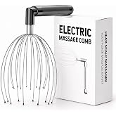 Head Massager Scalp, Vibrating Electric Scalp Massagers for Stress Relief | Battery Powered Head Scratchers Massager Whisk Hair Massage Relax Tool with 20 Metal Fingers, ldeal Gift for Women &amp; Men