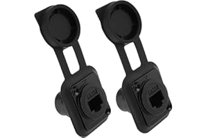 Micro Traders 2 Set RJ45 CAT6 Adapter with Dust Cover 31MM x 26MM Panel Mount Female to Female Network Connector with Install