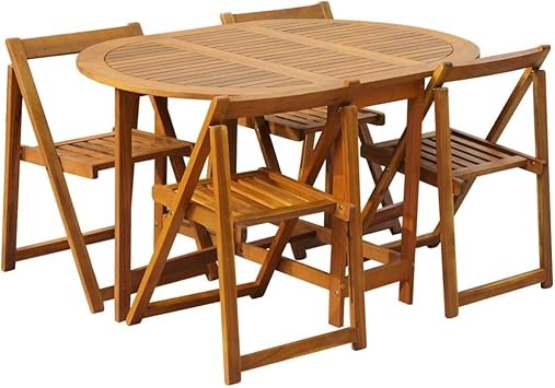 Festnight Gartenmobel Set 5 Teilig Bestehend Aus Terrasse Tisch Und Stuhlen Aus Akazienholz Tische Und Stuhle Fur Den Garten Amazon De Kuche Haushalt