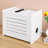 BEARUT White Router Shelf Projector Shelf Projector Stand Router Storage Box Modem Cable Router Cover Organized Power Strip Cable Management Hider Rack by Solid Wood Need Assembly