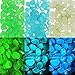 JUSLIN 300pcs Glow in the Dark Garden Pebbles, Green Blue White, with Gardening Glove and Shovel for Gardening Decorations