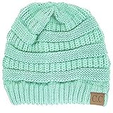 Trendy Warm Chunky Soft Stretch Cable Knit Slouchy Beanie Skully, Sage, One Size