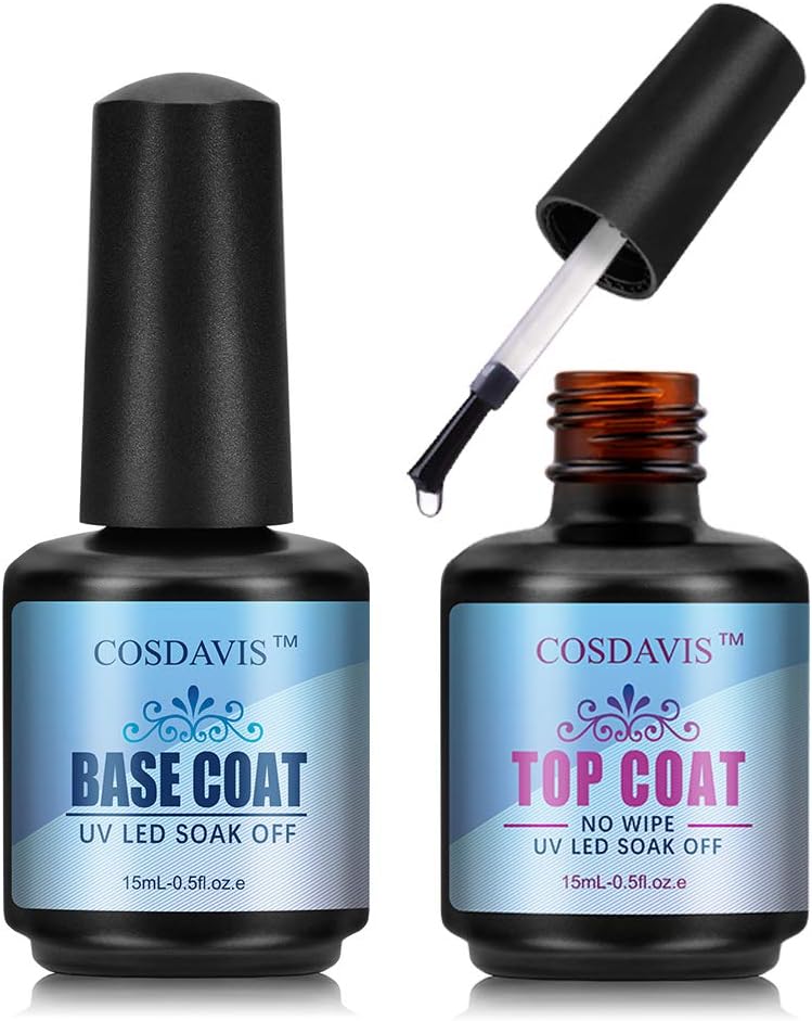 Morovan Gel Top and Base Coat Gel Nail Polish No Wipe Top Coat Base Coat Set Long Lasting Shine Finish for Nail Art Beginner : Beauty