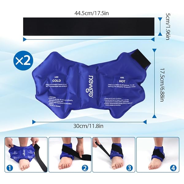 NEWGO ANKLE ICE PACK WRAP FOR SWELLING, ICE PACK FOR ANKLE INJUIRES REUSABLE HOT COLD THERAPY GEL COLD PACK FOR SPRAINED ANKLES, ACHILLES TENDONITIS – 2PACK