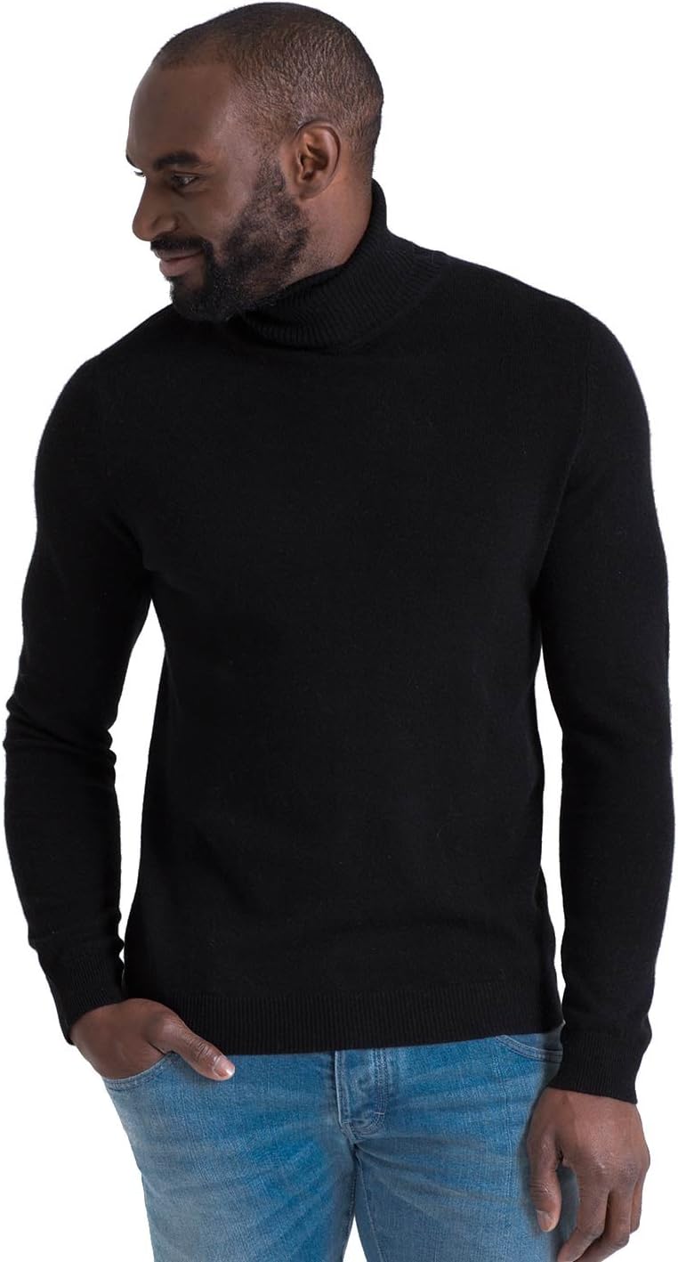 Mens Cashmere Merino Roll Neck Long Sleeve Top Fine Knit Polo Neck Knitted Sweater