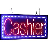 Cashier Sign, 19"x10", 48x24cm, TOPKING, LED, Neon, Florescent, Signage, Signboard, Display, Billboard, Screen, Grand Opening, Gift